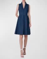 Image 2 of 5: Akris Pleated Denim Sleeveless Shirtdress