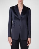 Image 2 of 5: Akris Persival Silk Single-Breasted Blazer Jacket