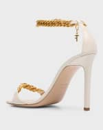 Image 3 of 6: TOM FORD Leather Chain Ankle-Strap Stiletto Sandals