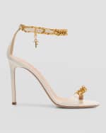 Image 1 of 6: TOM FORD Leather Chain Ankle-Strap Stiletto Sandals