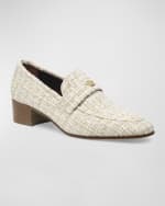Image 3 of 4: Bougeotte Tweed Slip-On Heeled Loafers