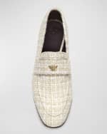 Image 4 of 4: Bougeotte Tweed Slip-On Heeled Loafers