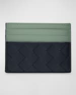 Image 3 of 4: Bottega Veneta Men's Bicolor Intrecciato Leather Card Holder
