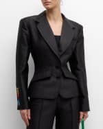 Image 1 of 6: CHRISTOPHER JOHN ROGERS Tailored Tuxedo Jacket with Pleated Back