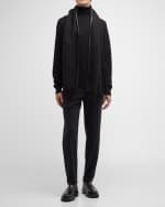 Image 2 of 2: Alonpi Unisex Cashmere Scarf with Leather Piping