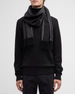 Image 1 of 2: Alonpi Unisex Cashmere Scarf with Leather Piping