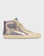 Image 1 of 6: Golden Goose Slide Mid-Top Glitter Multicolor Sneakers