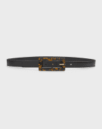 Image 1 of 2: Saint Laurent Smooth Leather Belt With Rectangular Buckle