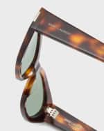 Image 3 of 5: Saint Laurent Monochrome Acetate & Metal Cat-Eye Sunglasses