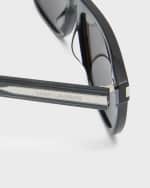 Image 3 of 5: Saint Laurent Men's SL 619 Acetate Rectangle Sunglasses