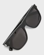 Image 5 of 5: Saint Laurent Men's SL 619 Acetate Rectangle Sunglasses