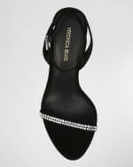 Image 4 of 4: Veronica Beard Maya Embellished Suede Ankle-Strap Sandals