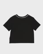 Image 2 of 4: Dolce&Gabbana Girl's Embellished Interlocked Logo-Print T-Shirt, Size 4-6