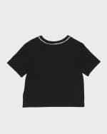 Image 2 of 3: Dolce&Gabbana Girl's Embellished Interlocked Logo-Print T-Shirt, Size 8-12