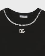 Image 3 of 3: Dolce&Gabbana Girl's Embellished Interlocked Logo-Print T-Shirt, Size 8-12