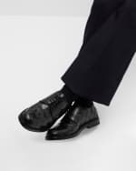 Image 2 of 6: Bottega Veneta Men's Intrecciato Leather Derby Shoes