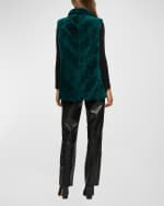 Image 3 of 6: Gorski Reversible Chevron Shearling Lamb Zip Vest