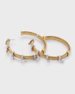 Image 4 of 5: Nikos Koulis 18K Hoop Earrings with Diamond Charms