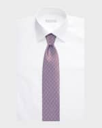 Image 3 of 3: Stefano Ricci Men's Silk Medallion Grid Tie