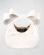 Image 4 of 5: MACH & MACH Small Embellished Bow Satin Top-Handle Bag