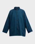 Image 1 of 6: Eskandar Wide Mandarin Jacket (Long Length)