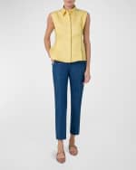 Image 2 of 5: Akris Button-Front Linen Blouse