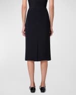 Image 3 of 5: Akris Anemone Embroidered Crepe Pencil Skirt
