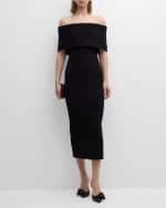 Image 2 of 6: Lela Rose Off-Shoulder Midi Dress with Scalloped Trim