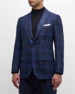 Image 3 of 6: Kiton Men's Plaid Silk-Blend Sport Coat