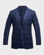 Image 1 of 6: Kiton Men's Plaid Silk-Blend Sport Coat