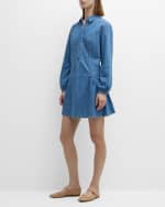 Image 5 of 6: Veronica Beard Chaia Long-Sleeve Denim Mini Shirtdress