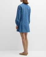 Image 3 of 6: Veronica Beard Chaia Long-Sleeve Denim Mini Shirtdress