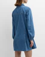 Image 4 of 6: Veronica Beard Chaia Long-Sleeve Denim Mini Shirtdress