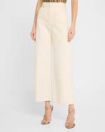 Image 3 of 6: Veronica Beard Taylor Cropped High Rise Wide-Leg Jeans