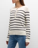 Image 2 of 6: Veronica Beard Dianora Stripe Knit Half-Button Top