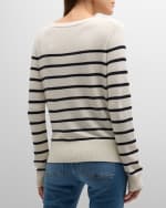 Image 4 of 6: Veronica Beard Dianora Stripe Knit Half-Button Top