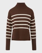 Image 1 of 6: Veronica Beard Lancetti Stripe Turtleneck Sweater