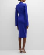 Image 3 of 6: Chiara Boni La Petite Robe Nefeli Ruched Mock-Neck Bodycon Midi Dress