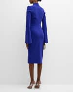 Image 4 of 6: Chiara Boni La Petite Robe Nefeli Ruched Mock-Neck Bodycon Midi Dress
