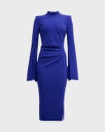 Image 1 of 6: Chiara Boni La Petite Robe Nefeli Ruched Mock-Neck Bodycon Midi Dress