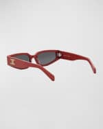 Image 2 of 5: Celine Triomphe Sleek Red Acetate Cat-Eye Sunglasses