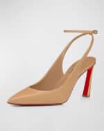 Image 5 of 5: Christian Louboutin Condora Leather Red Sole Ankle-Strap Pumps