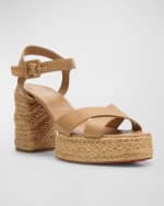 Image 4 of 5: Christian Louboutin Calakala Leather Crisscross Red Sole Espadrille Sandals