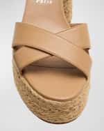 Image 3 of 5: Christian Louboutin Calakala Leather Crisscross Red Sole Espadrille Sandals