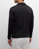 Image 5 of 6: Kiton Men's Silk, Cotton and Suede Full-Zip Sweater