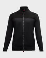 Image 1 of 6: Kiton Men's Silk, Cotton and Suede Full-Zip Sweater