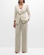 Image 5 of 7: Veronica Beard Heyser Stripe Straight-Leg Pants