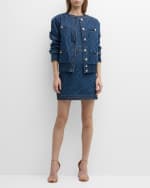 Image 5 of 6: Veronica Beard Ginny Sleeveless Denim Topstitch Mini Dress