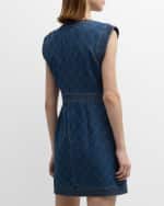 Image 4 of 6: Veronica Beard Ginny Sleeveless Denim Topstitch Mini Dress