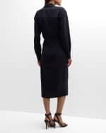 Image 4 of 6: Veronica Beard Wright Button-Front Midi Wrap Dress